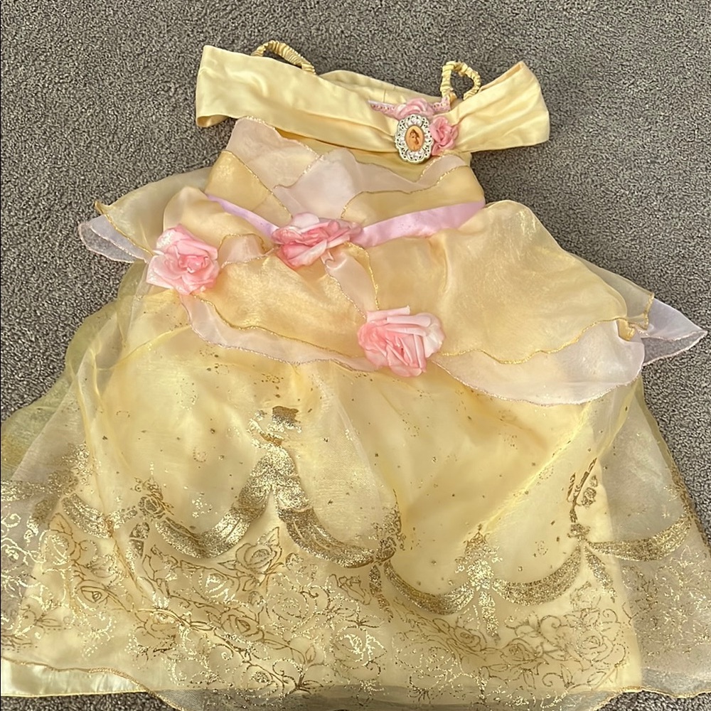 Belle Princess Elegant Yellow Princess Dress with Pink Accents Disney 4 xs